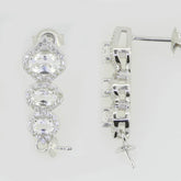 14K White Gold Semi Mount Earrings Setting Pearl Round RD 10x10mm Solid - Syzjewelry